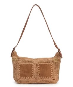 Bohemian Crochet Straw Shoulder Bag for Women