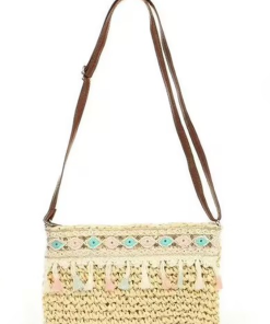 Straw Woven Flap Crossbody Bag for Women, Chain Shoulder Summer Handbag, 3 Colors (medium)