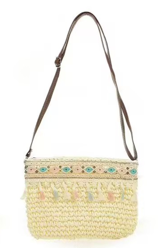 Straw Woven Flap Crossbody Bag for Women, Chain Shoulder Summer Handbag, 3 Colors