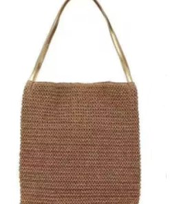 Boho Straw Woven Shoulder Tote Bag for Women, Large Capacity Summer Beach Handbag (Brown)