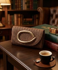 Alternative view of Straw Woven Clutch Bag for Women, Decorative Metal Buckle Evening Crossbody Handbag Multi‑Colors