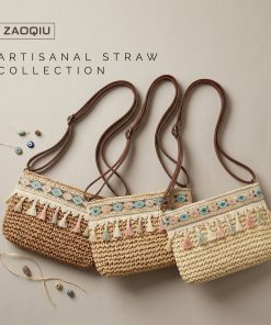 Alternative view of Straw Woven Flap Crossbody Bag for Women, Chain Shoulder Summer Handbag, 3 Colors