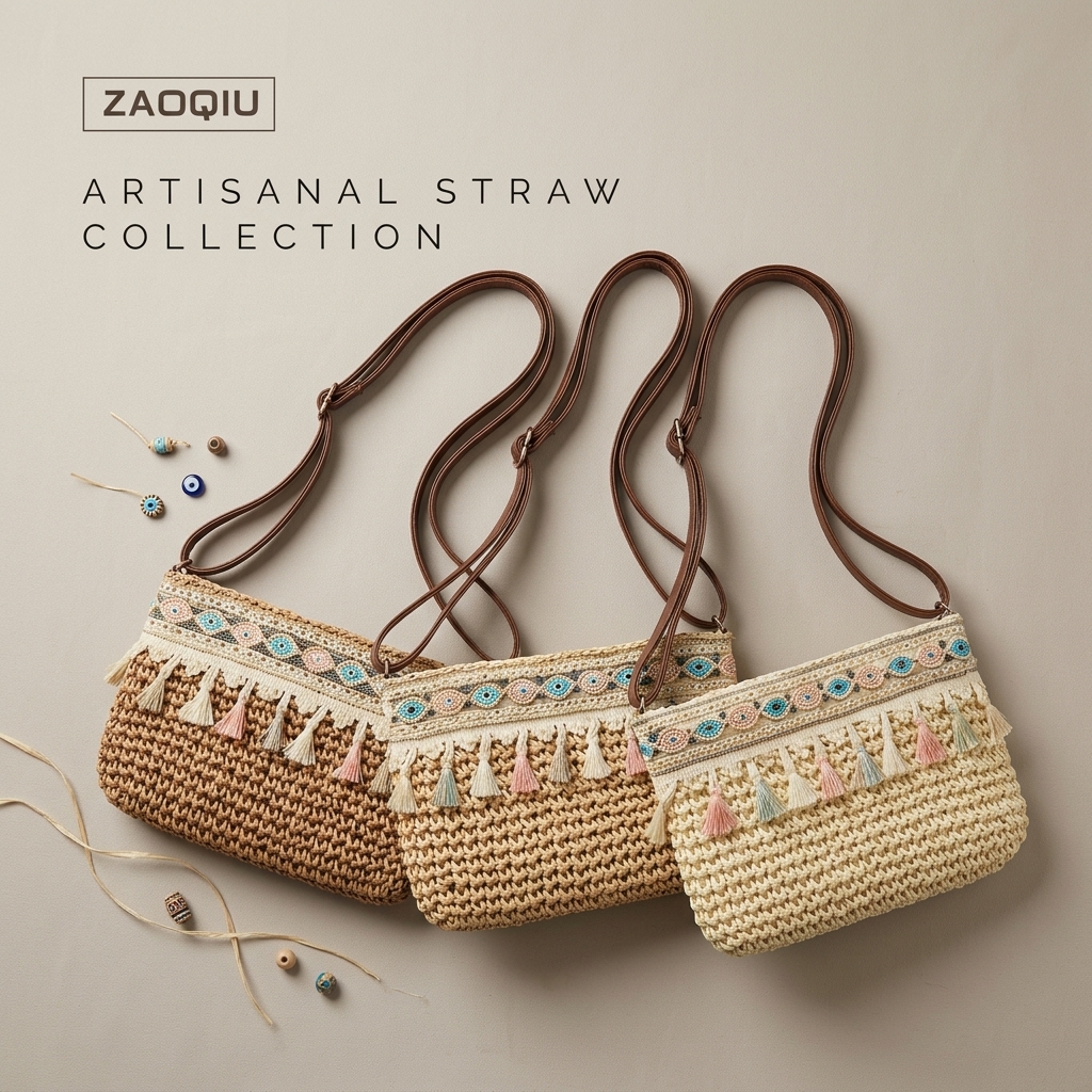 Straw Woven Flap Crossbody Bag for Women, Chain Shoulder Summer Handbag, 3 Colors - 图片 2