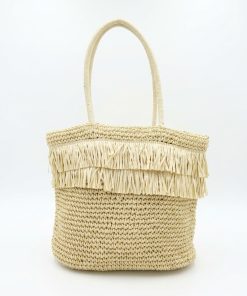 Straw Woven Chain Shoulder Bag for Women, Flap Crossbody Summer Handbag, Multi‑Color Brown
