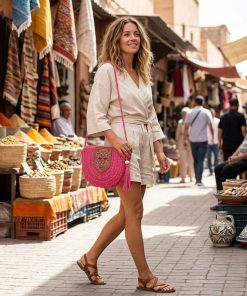 Alternative view of Ethnic Crochet Saddle Bag for Women, Embroidered Patch Tassel Crossbody Summer Handbag (Green)
